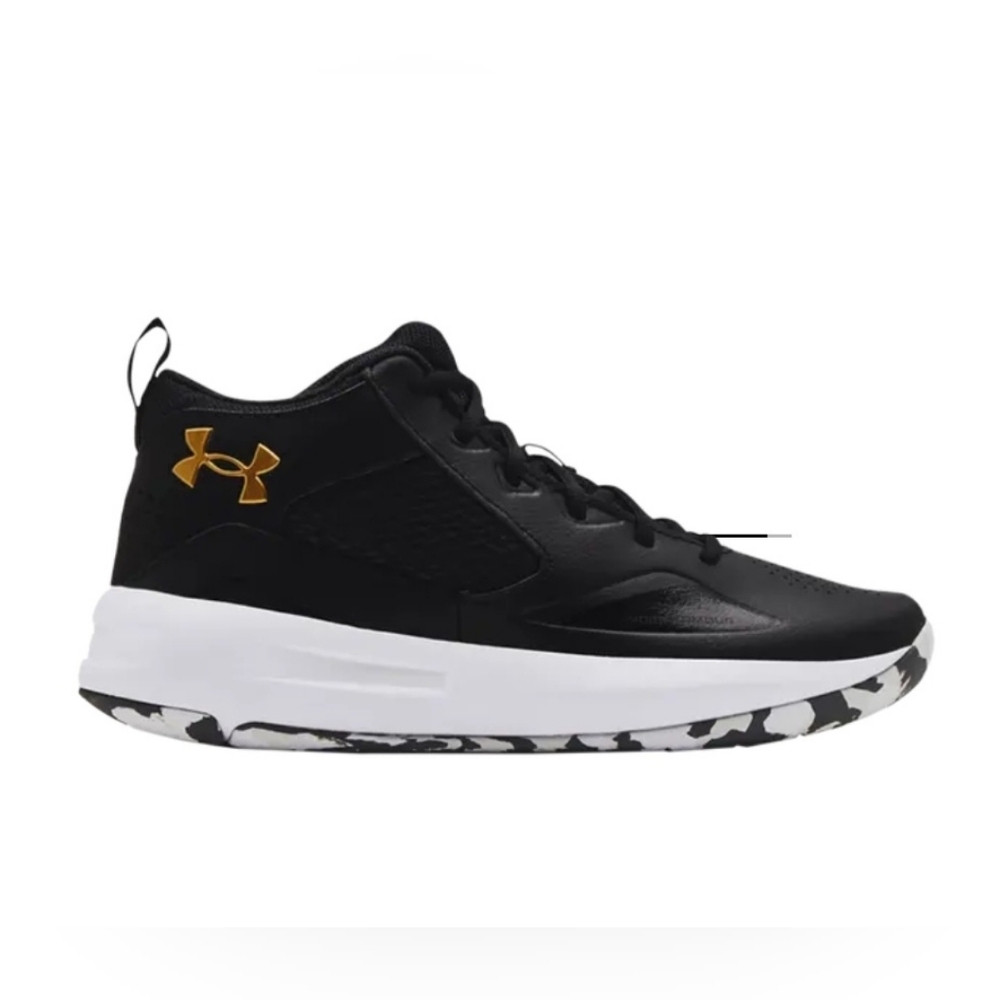 Under Armour Lockdown 6 Mens Size 11 Black And White With Metallic Gold Logo